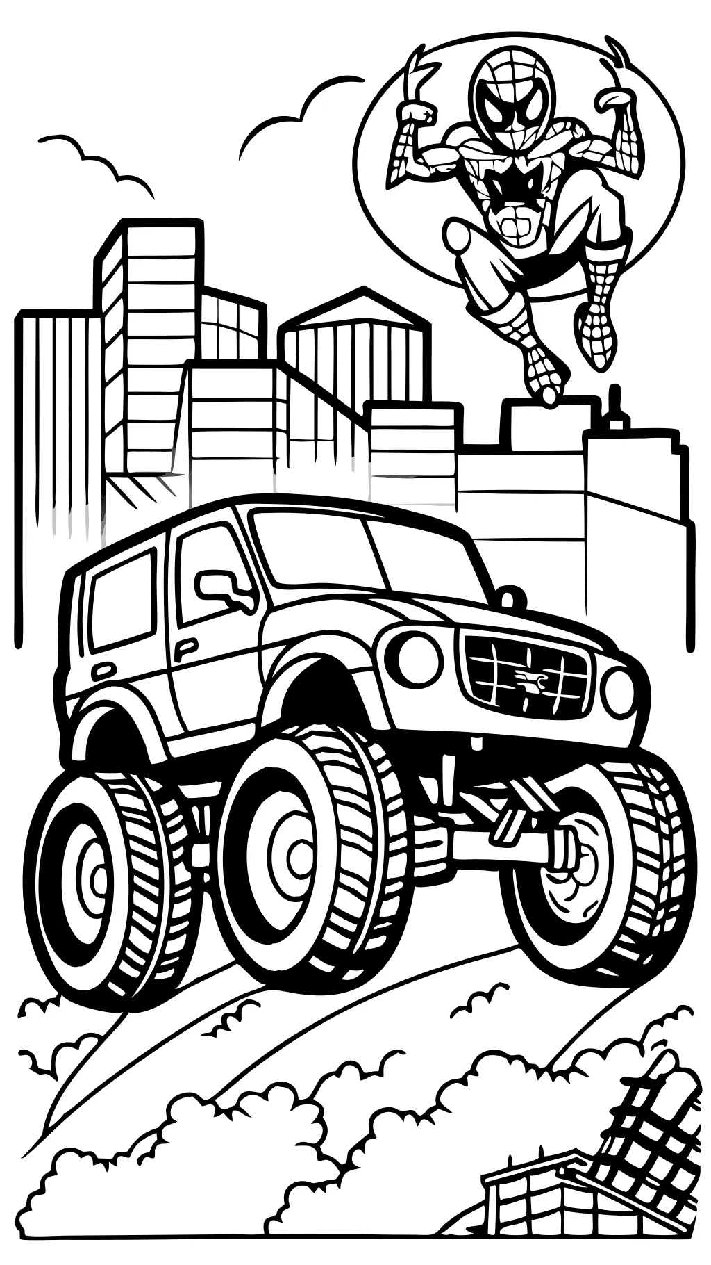 spiderman monster truck coloring pages